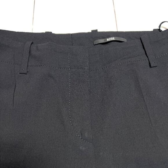 HUGO BOSS Tulia Virgin Wool Flare Leg Trousers SIZE 4 Black Dress Pants - Picture 10 of 13